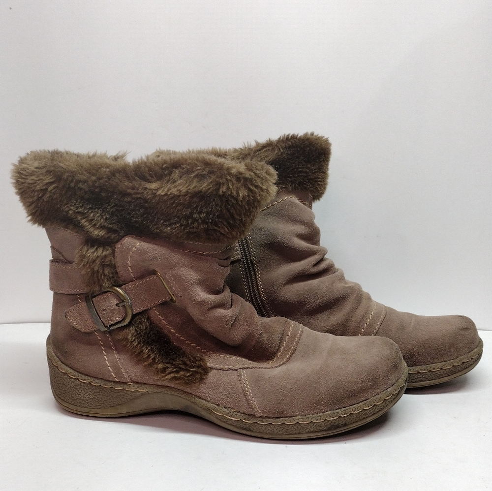 Baretraps Extreme Brown Suede Ankle Boots l Size  8 M l Leather Faux fur - Picture 4 of 10